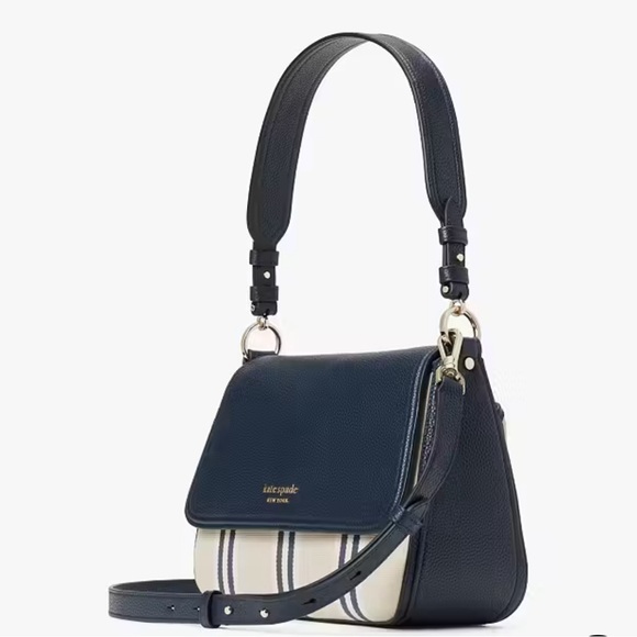 Kate Spade Hudson Striped Canvas Medium Convertible Shoulder Bag